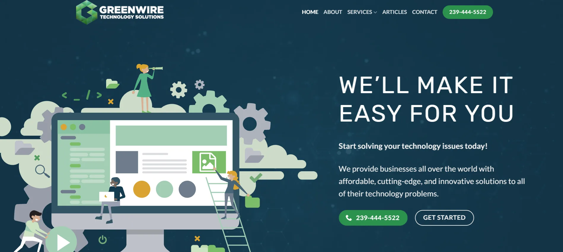 Greenwire Technology Solutions homepage, Fort Myers managed IT provider ranked #5 for professional services on itreviews.co with a Trust Score of 4.6/10