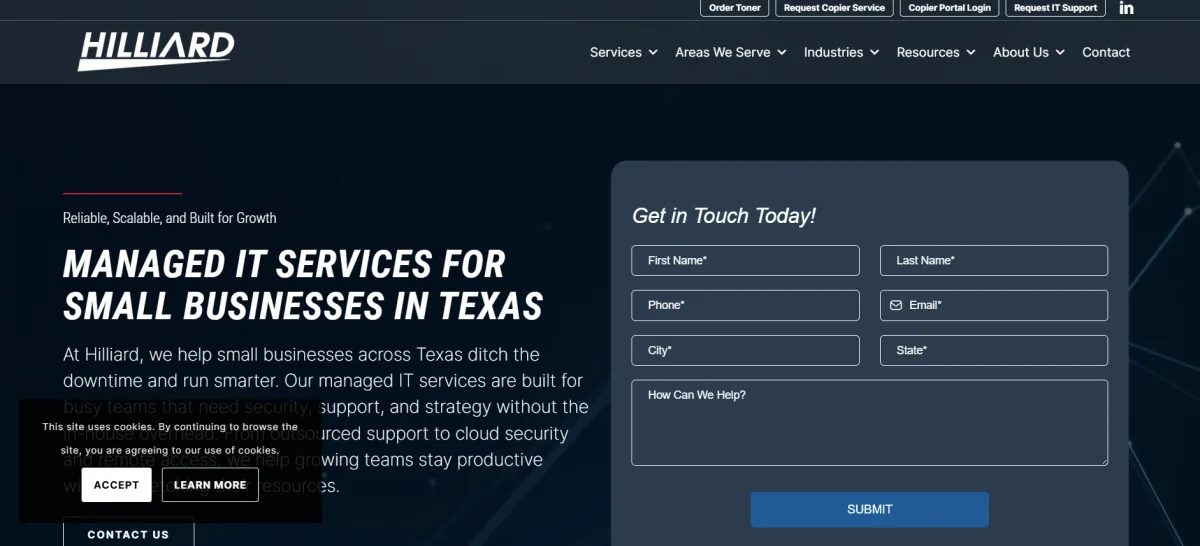 Hilliard Office Solutions oil gas IT services Lubbock TX homepage