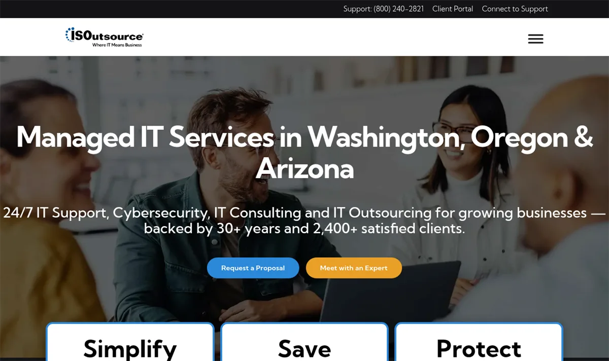 ISOutsource managed IT and vCISO services Puget Sound, homepage