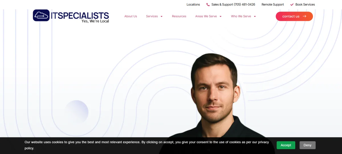 ITSpecialists managed IT support Barrie Simcoe County Ontario homepage