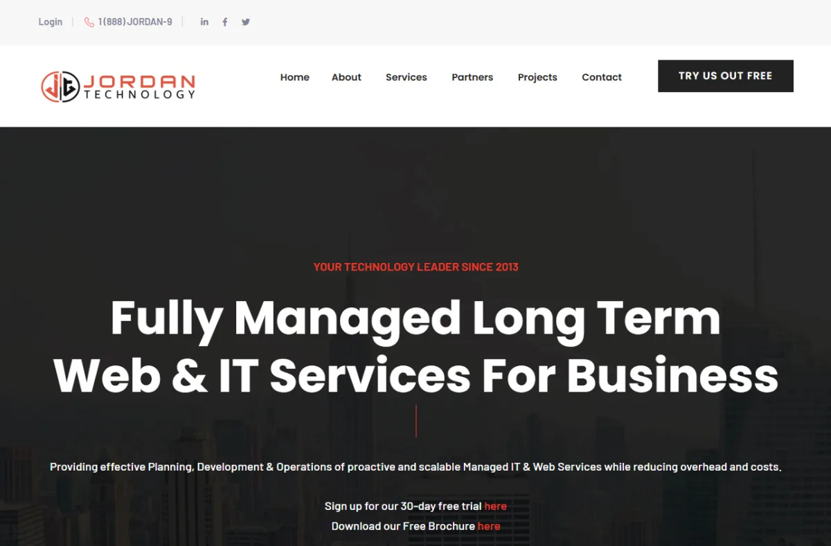 Jordan Technology managed IT and web services homepage
