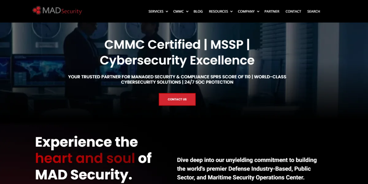 MAD Security CMMC MSSP cybersecurity homepage