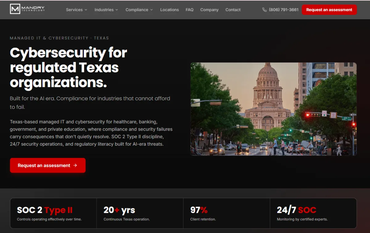 Mandry Technology managed IT services Shreveport Louisiana homepage