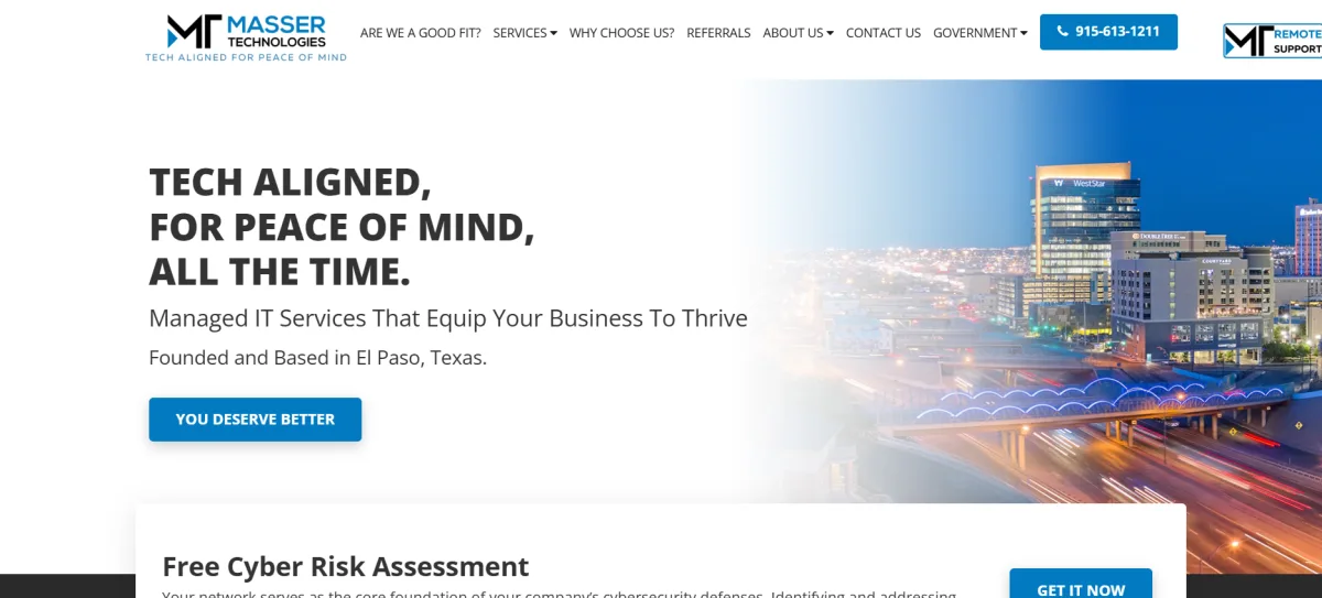 Masser Technologies CMMC defense IT services El Paso homepage