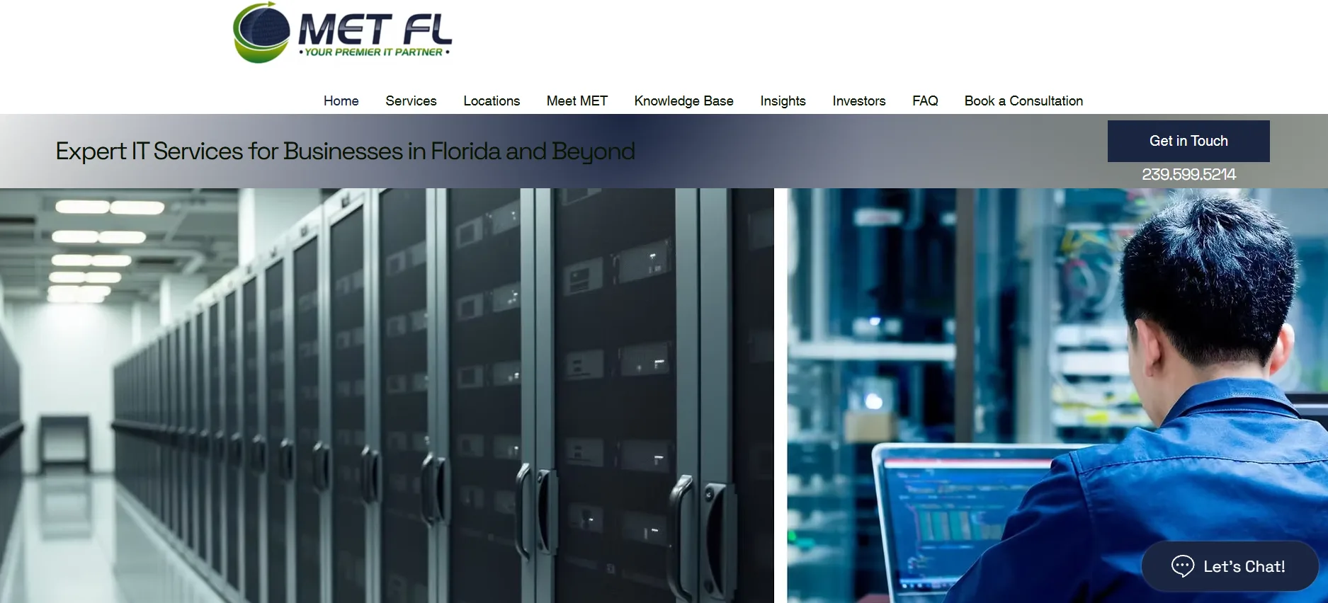 MET Florida homepage, Fort Myers Florida professional services managed IT provider ranked #2 on itreviews.co with a Trust Score of 5.5/10