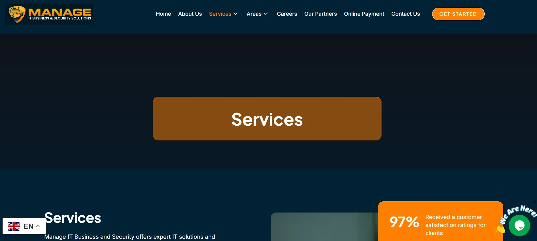 Manage IT Business and Security Solutions services page, Fort Myers Florida managed IT provider ranked #5 on itreviews.co with a Trust Score of 4.4/10