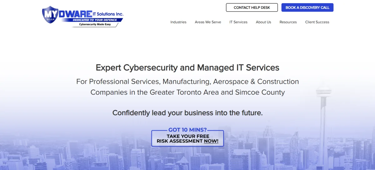 MYDWARE IT Solutions cybersecurity and managed IT Greater Toronto Area and Simcoe County homepage