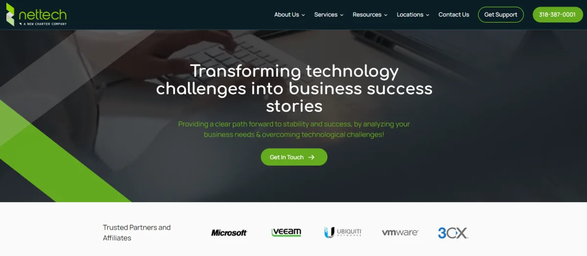 NetTech managed IT services Monroe Shreveport Louisiana homepage