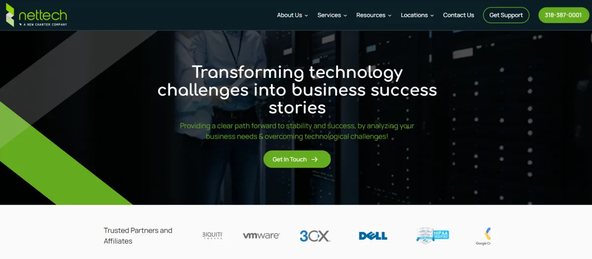 NetTech managed IT services Monroe Louisiana homepage