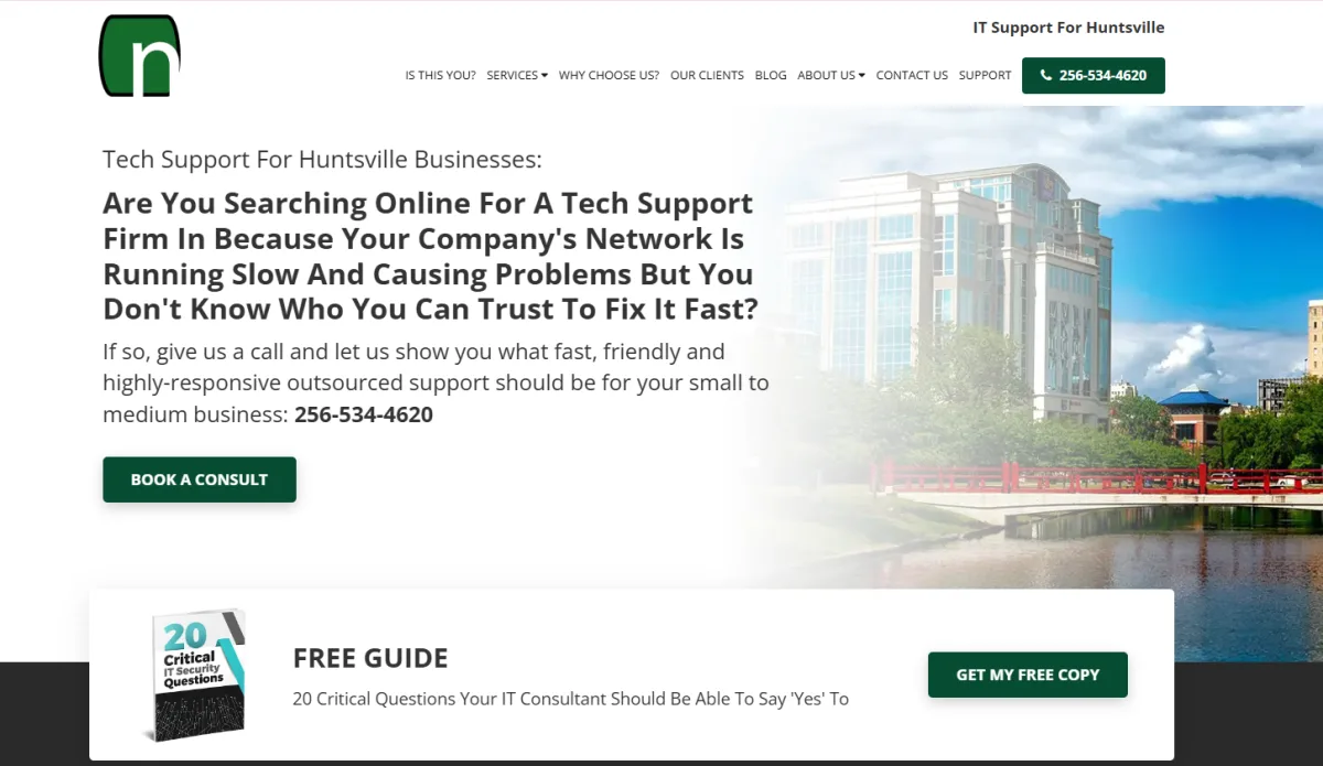 Novation Systems managed IT services homepage in Huntsville AL