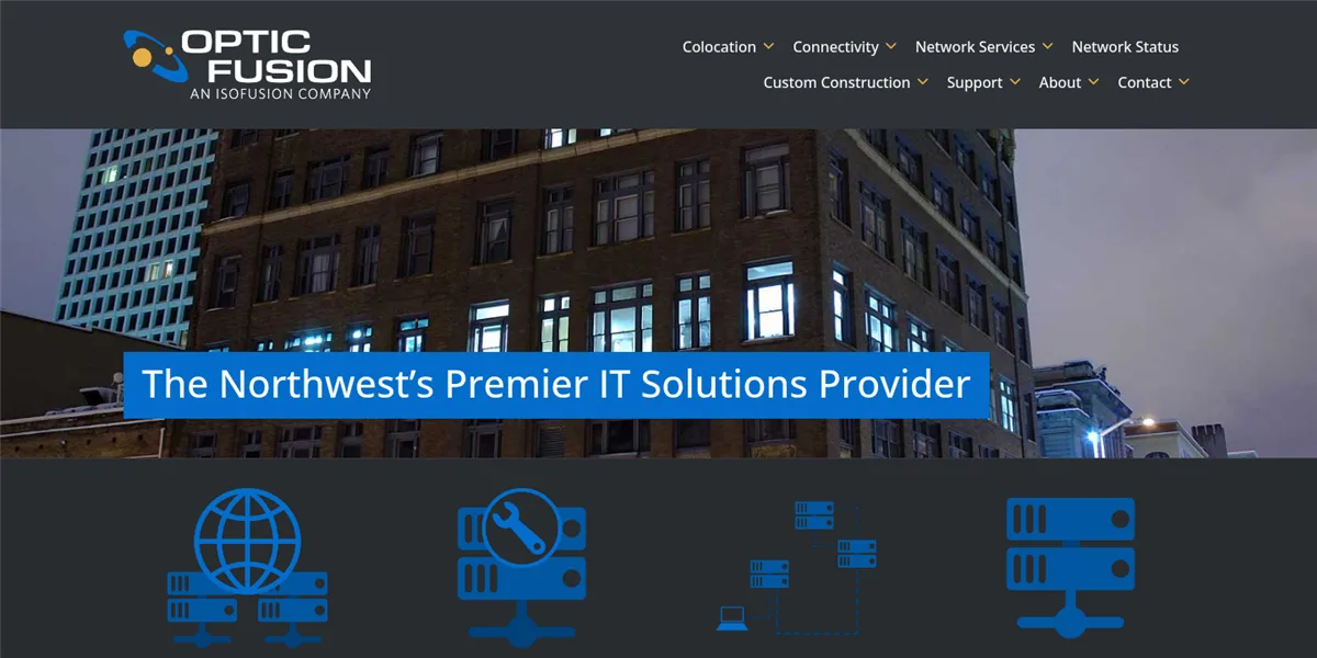 Optic Fusion colocation and connectivity Tacoma WA, ranked #5 with a Trust Score of 5.9/10, homepage