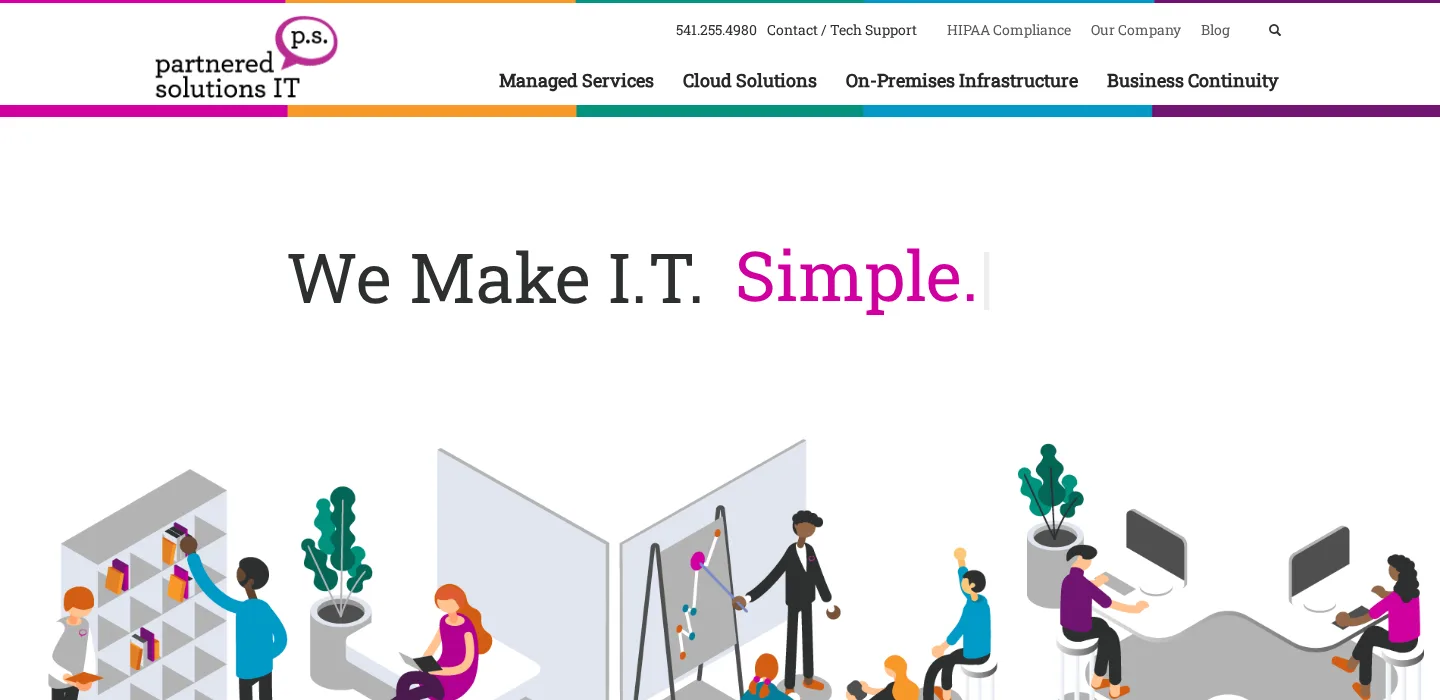 Partnered Solutions IT homepage, managed IT provider for Eugene Oregon manufacturers, ranked #5 with a Trust Score of 5.4/10