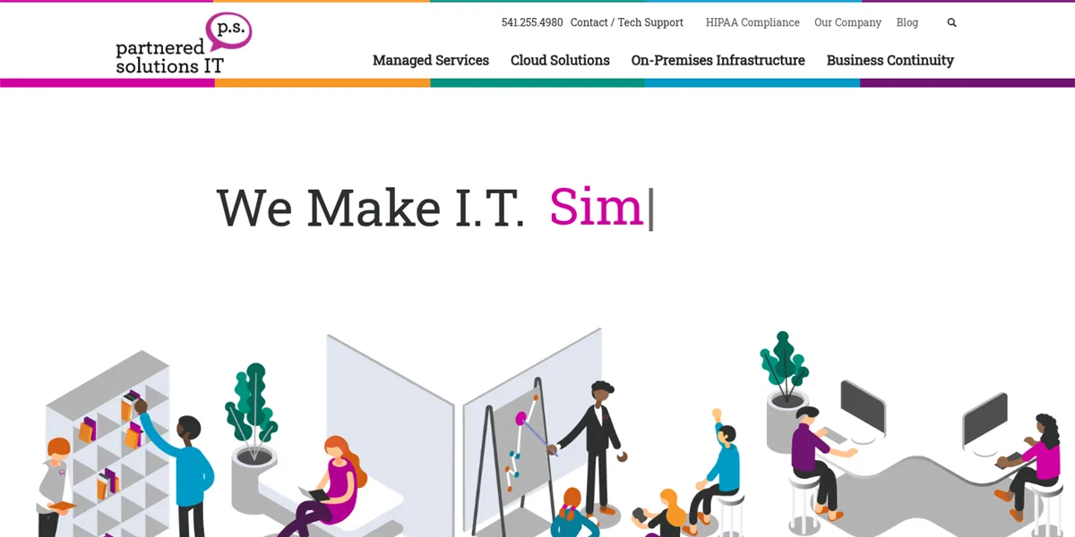 Partnered Solutions IT managed IT and custom application development in Eugene Oregon, ranked #7 with a Trust Score of 4.9/10, homepage