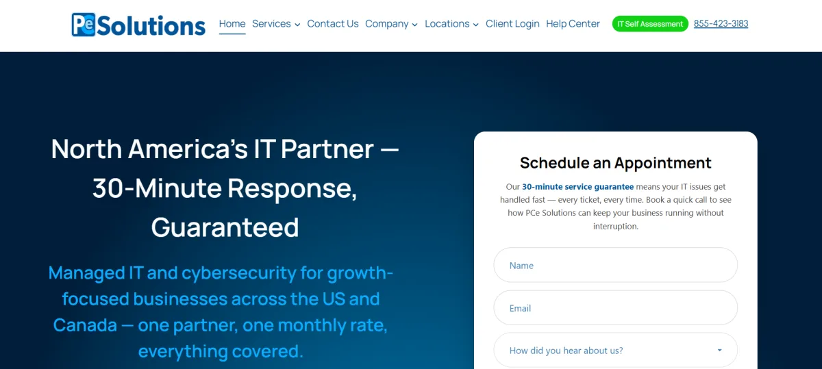PCe Solutions managed IT homepage Calgary Alberta