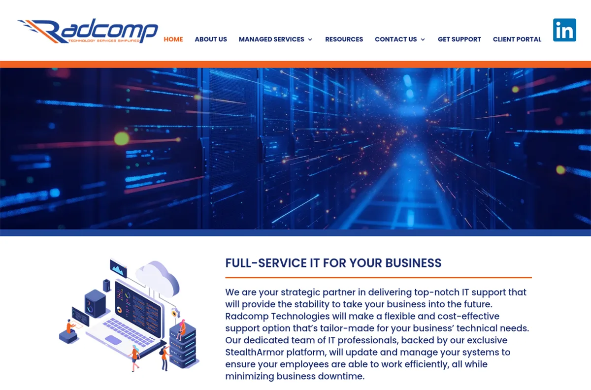 RADCOMP Technologies managed IT services in Eugene Oregon, homepage
