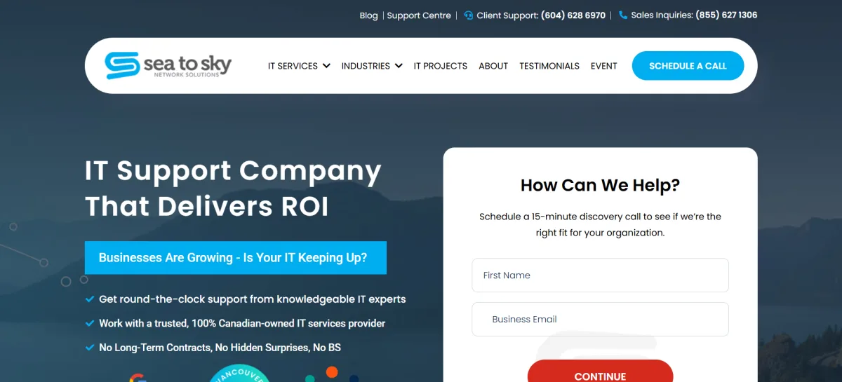 Sea to Sky Network Solutions managed IT in Vancouver, BC — homepage