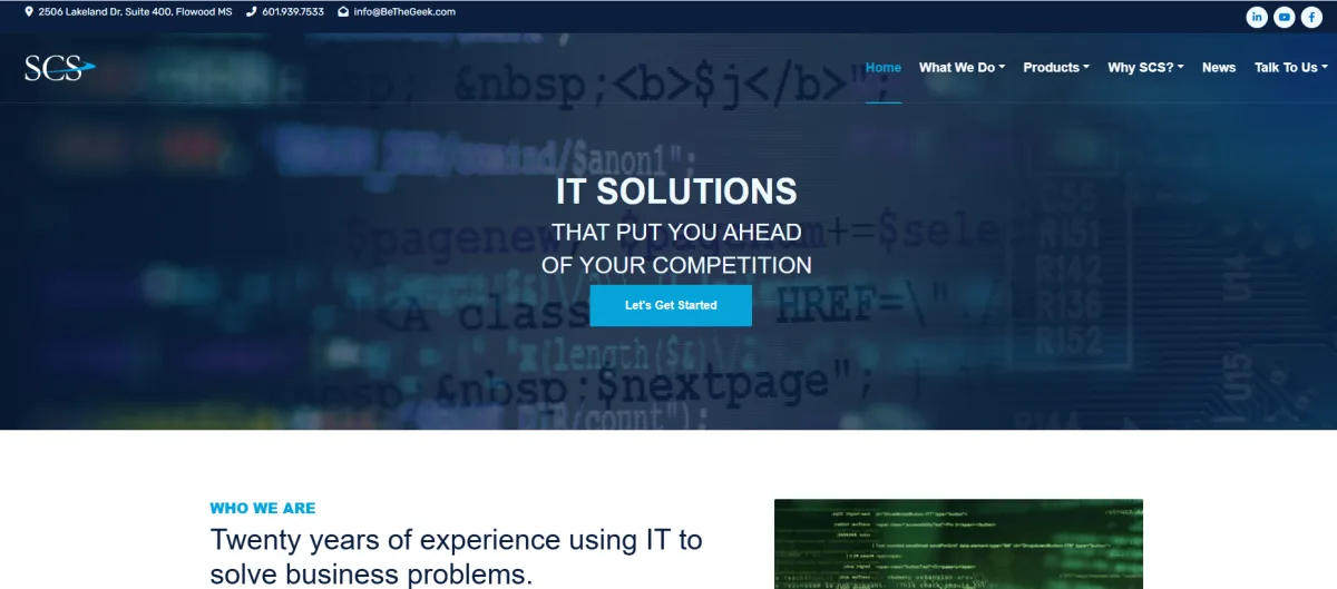 Software Consulting Services SCS IT solutions Flowood Mississippi homepage