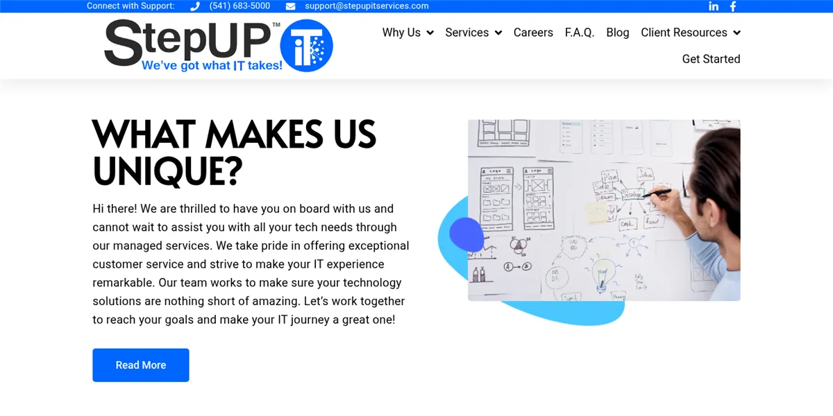 StepUP IT Services co-managed IT in Eugene, Oregon, ranked #2 with a Trust Score of 7.4/10, homepage