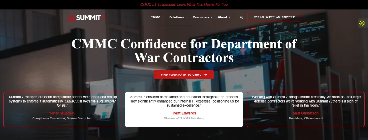 Summit 7 Systems defense contractor managed IT homepage in Huntsville AL
