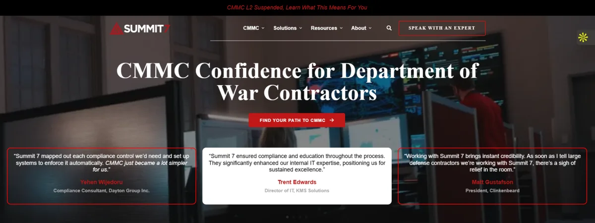Summit 7 Systems managed IT and CMMC services Huntsville Alabama - homepage