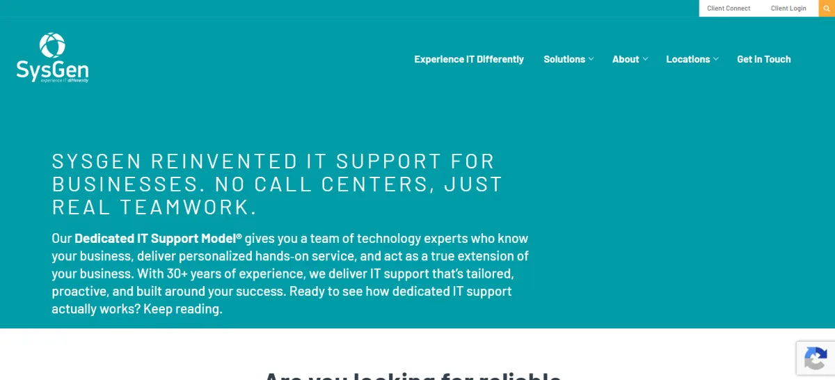 SysGen Solutions Group IT support homepage Calgary Alberta
