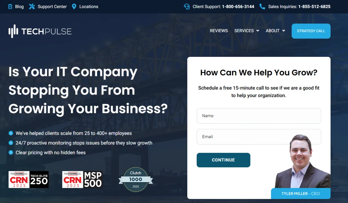 TechPulse managed IT services energy company Louisiana homepage