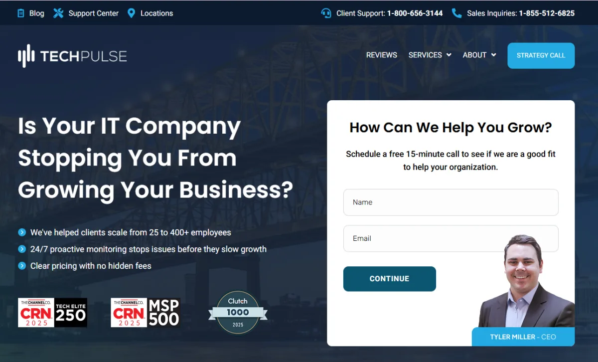 TechPulse managed IT services Lafayette Louisiana homepage