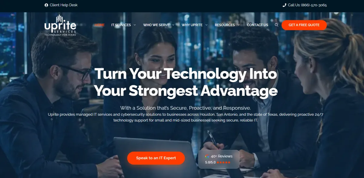 Uprite Services managed IT manufacturing Texas homepage