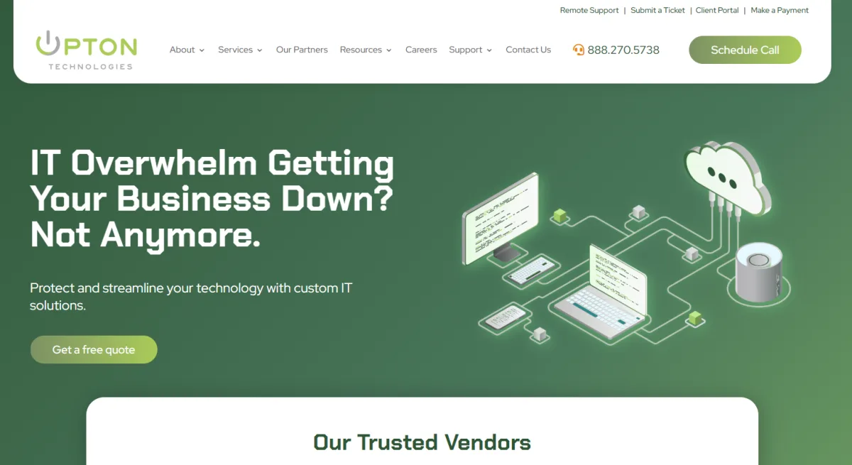 Upton Technologies managed IT cybersecurity Brandon Mississippi homepage