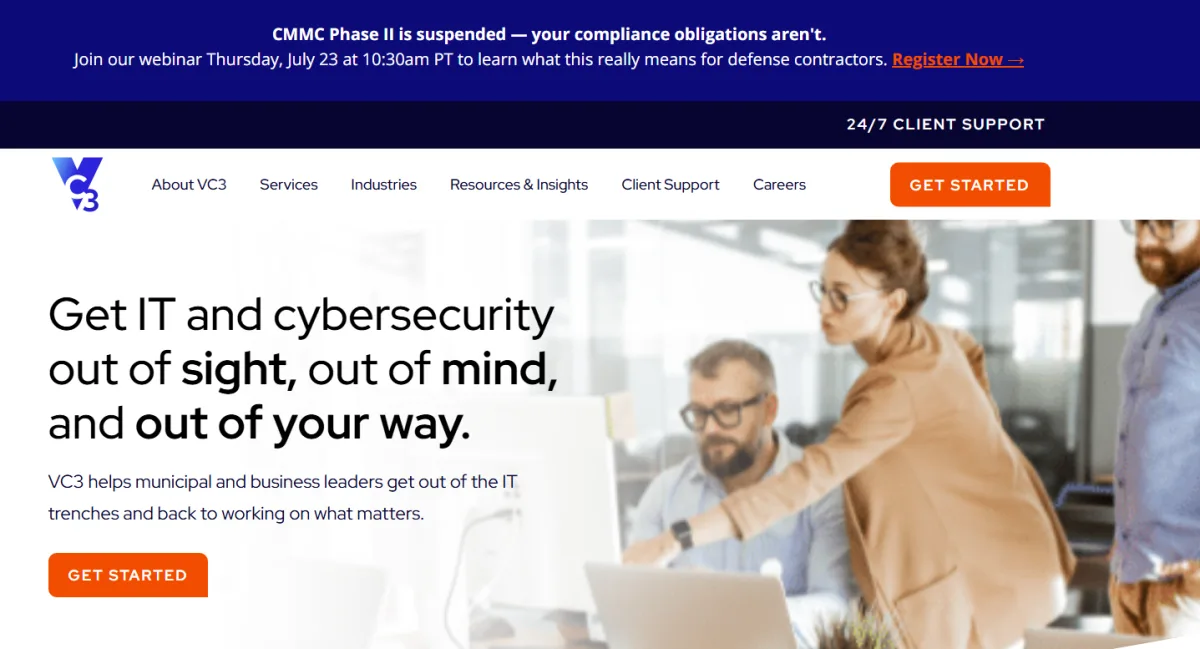 VC3 managed IT services manufacturing homepage