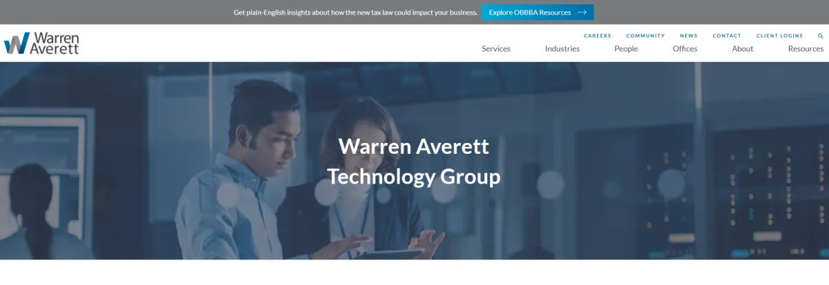 Warren Averett Technology Group managed IT homepage