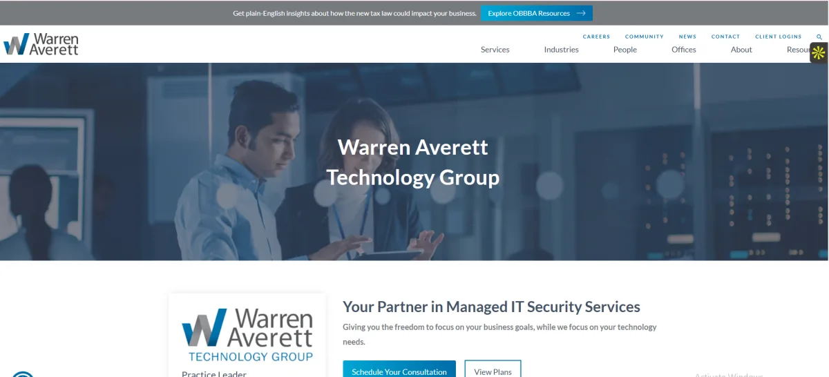 Warren Averett Technology Group managed IT services Montgomery AL professional services — homepage