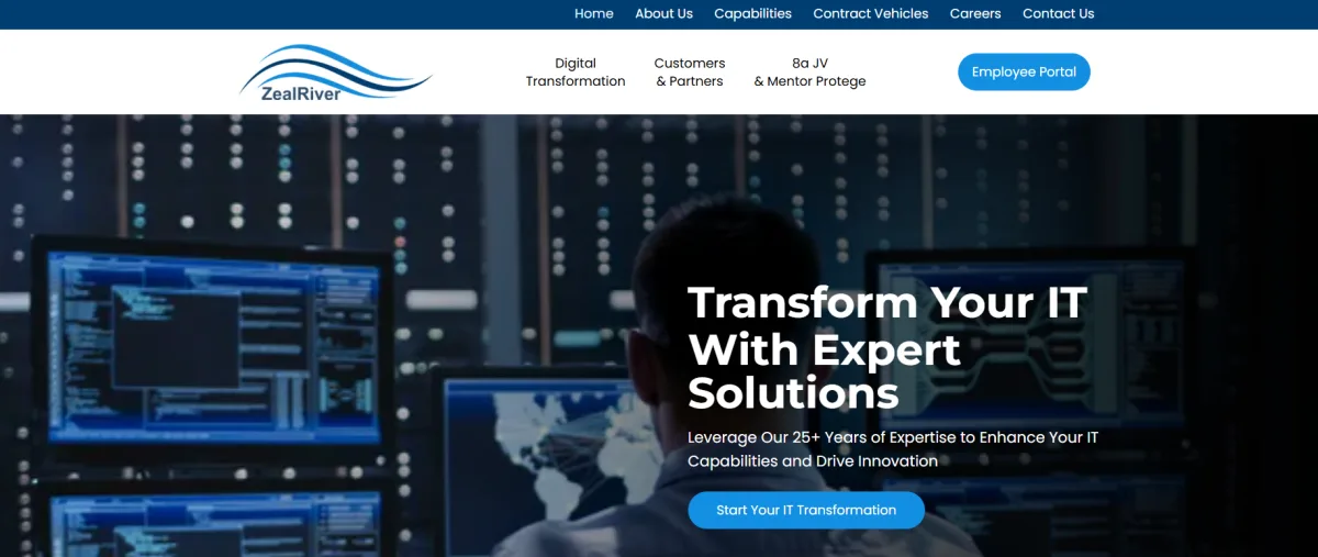 ZealRiver Technologies IT transformation homepage