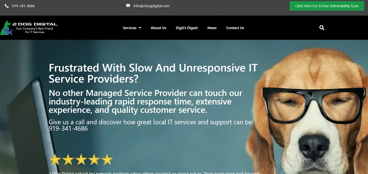 2 Dog Digital managed IT services website homepage