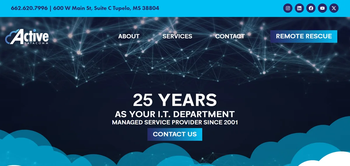 Active DataComm managed IT services website homepage