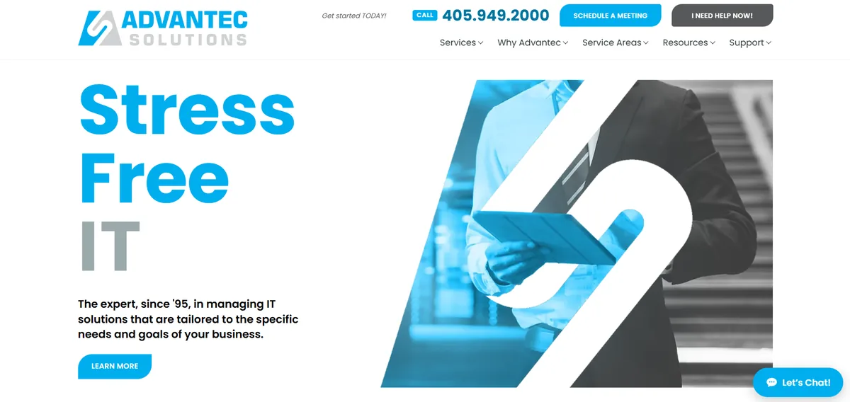 Advantec Solutions managed IT services website homepage
