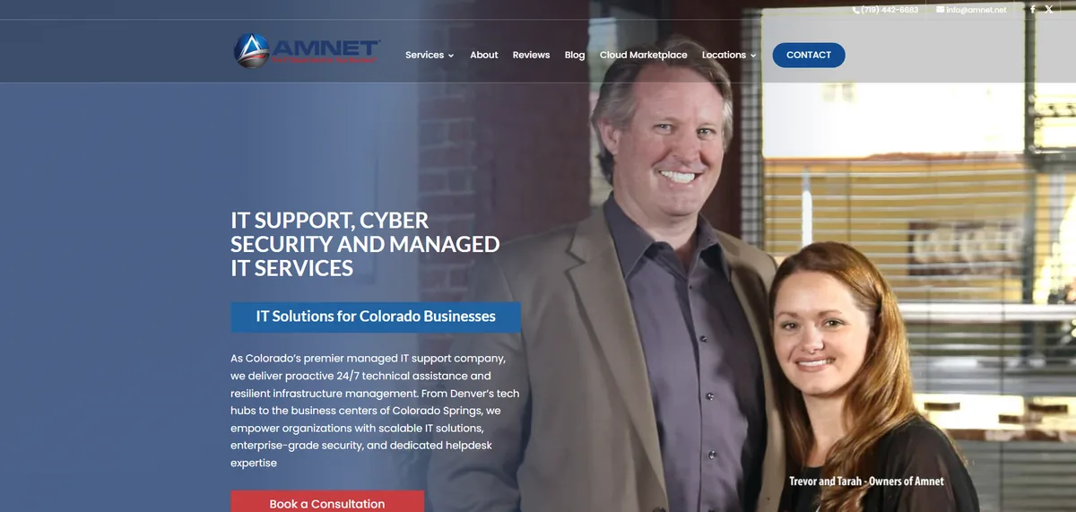 Amnet managed IT services Colorado homepage