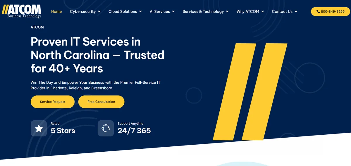 ATCOM Business Technology managed IT services website homepage