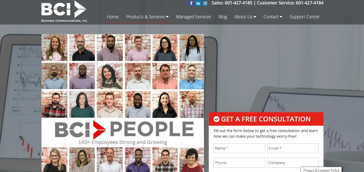 BCI managed IT services website homepage