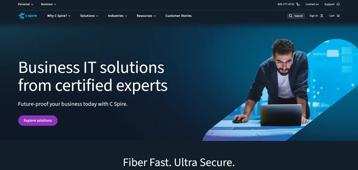 C Spire Business managed IT services website homepage