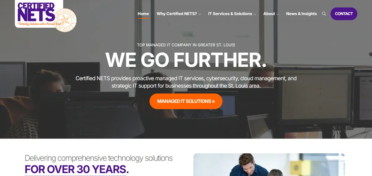 Certified NETS managed IT services website homepage
