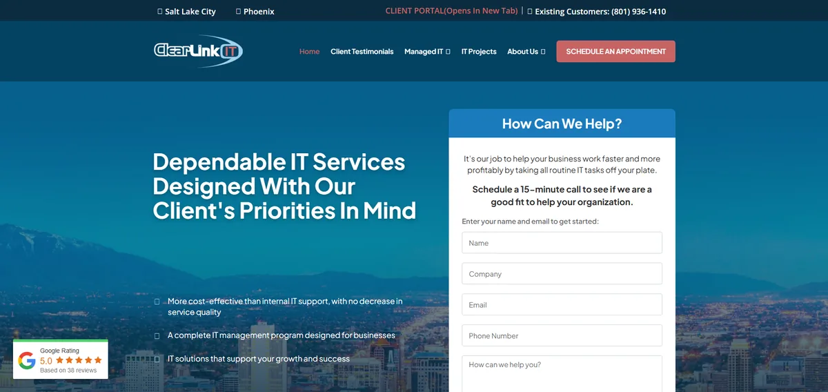 Clearlink IT managed IT services Utah homepage