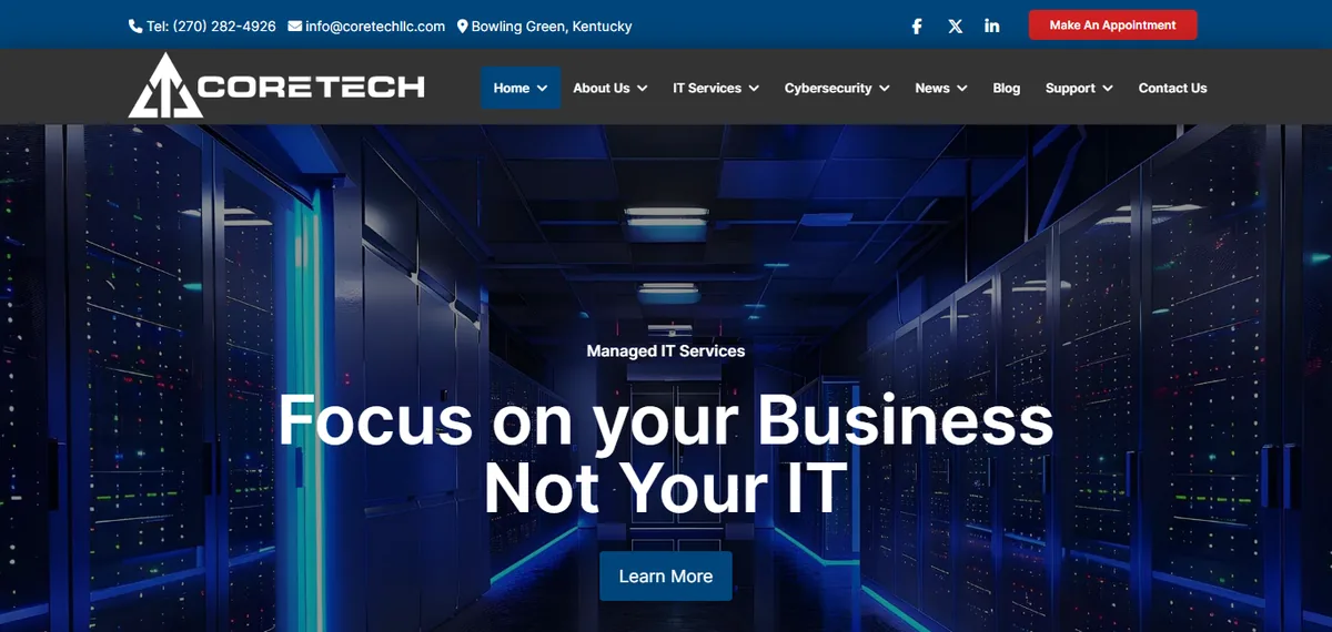 CoreTech managed IT services Bowling Green Kentucky homepage