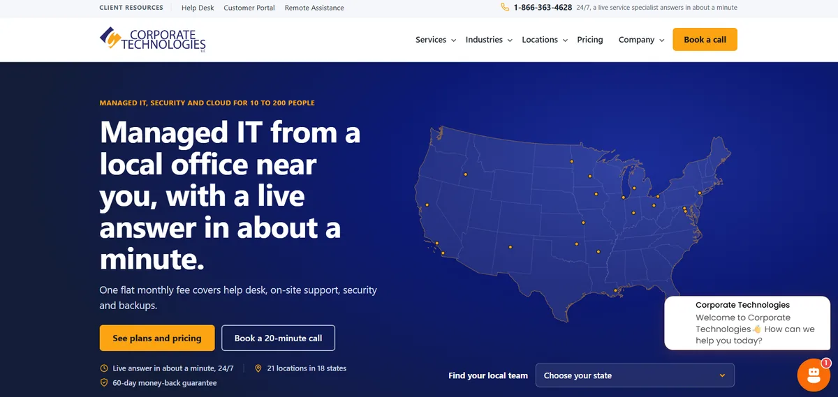 Corporate Technologies managed IT services Iowa homepage