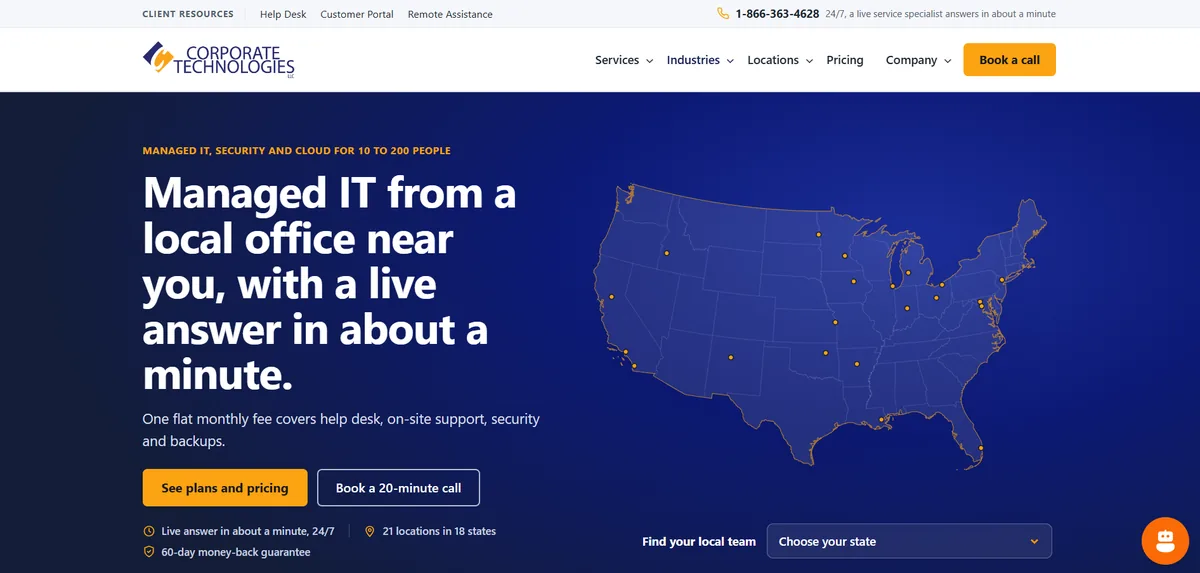 Corporate Technologies managed IT services Harvey Louisiana homepage