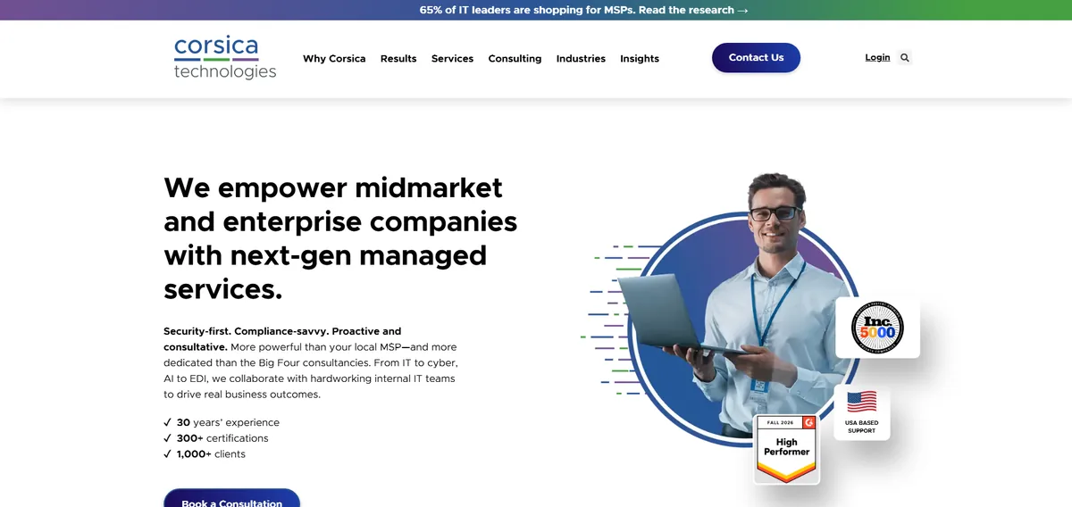 Corsica Technologies managed IT cybersecurity services Greenville South Carolina 2026
