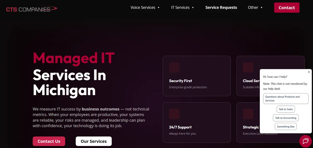 CTS Companies managed IT and telecom services Michigan homepage