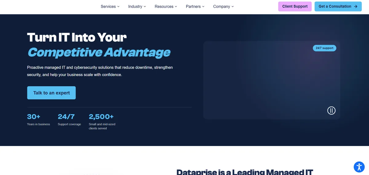 Dataprise managed IT services provider in Rockville Maryland homepage