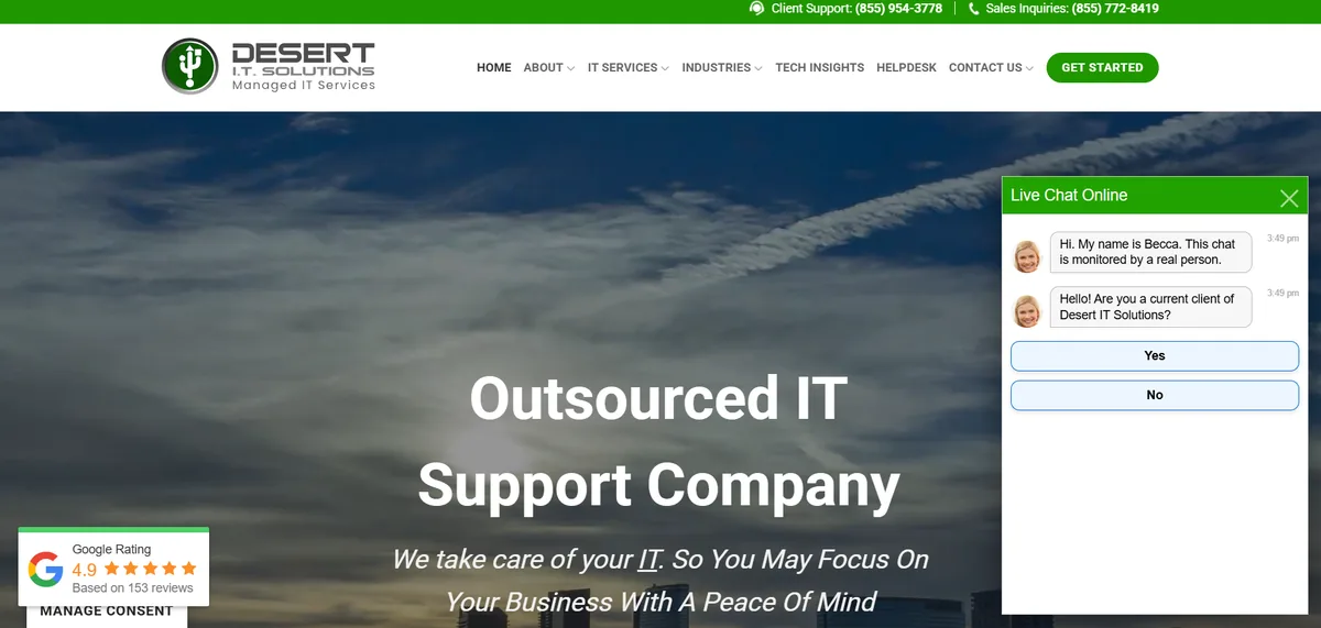 Desert IT Solutions managed IT services website homepage