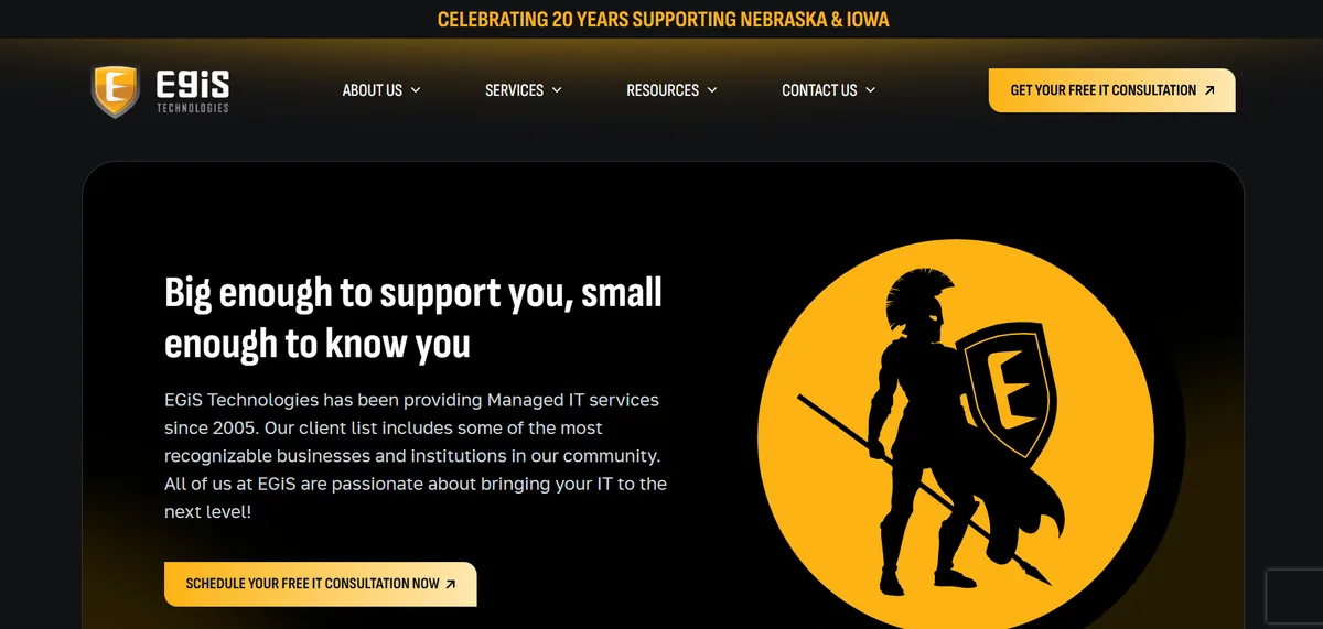 EGiS Technologies managed IT services website homepage